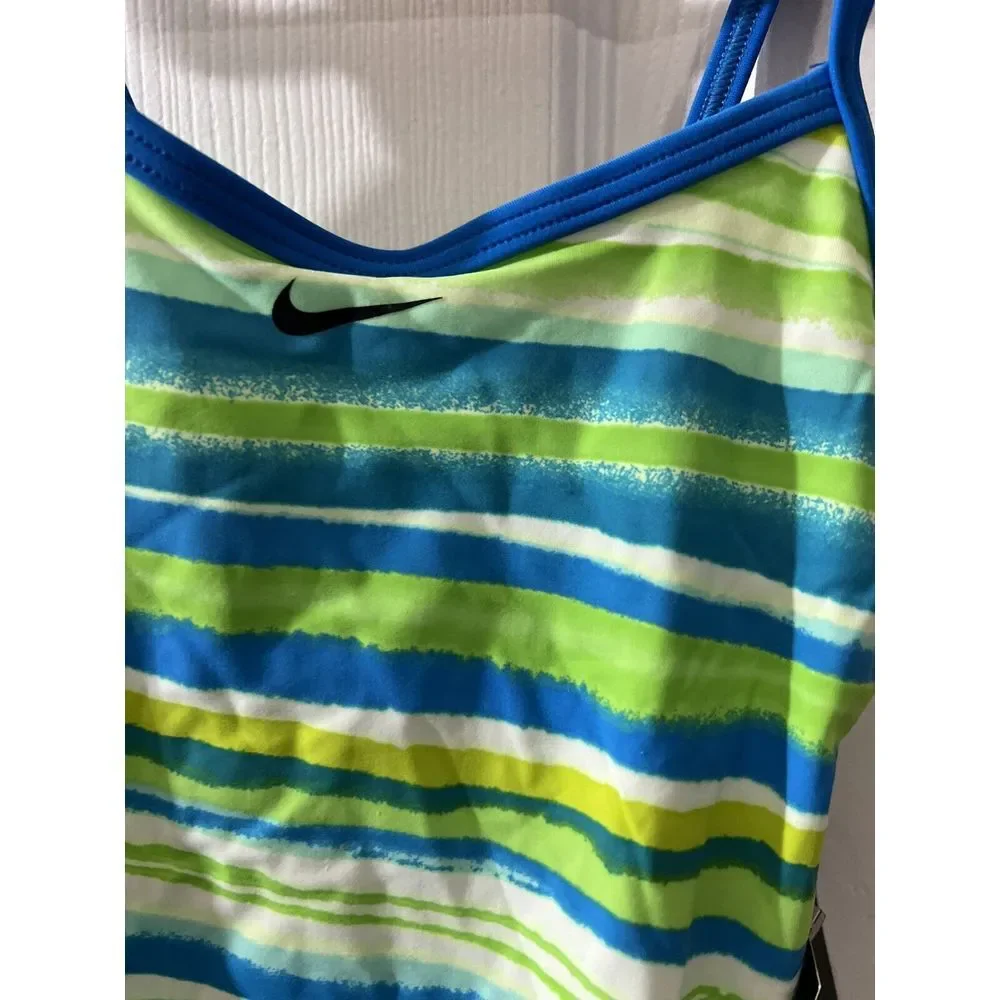 Nike Girls‎ 12 Swimsuit ATHLETIC Blue Green